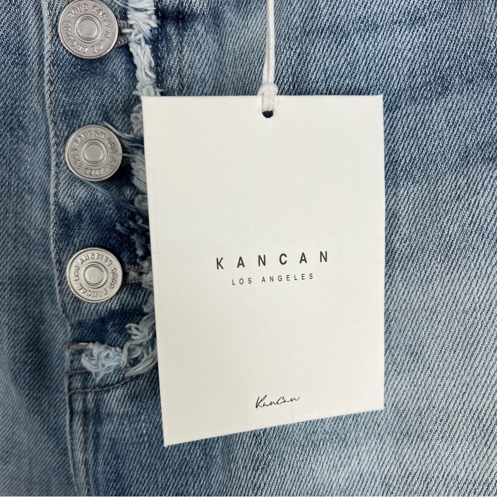 KANCAN  11/29 90's flare distressed acid washed button fly Jeans Long inseam - Picture 3 of 7